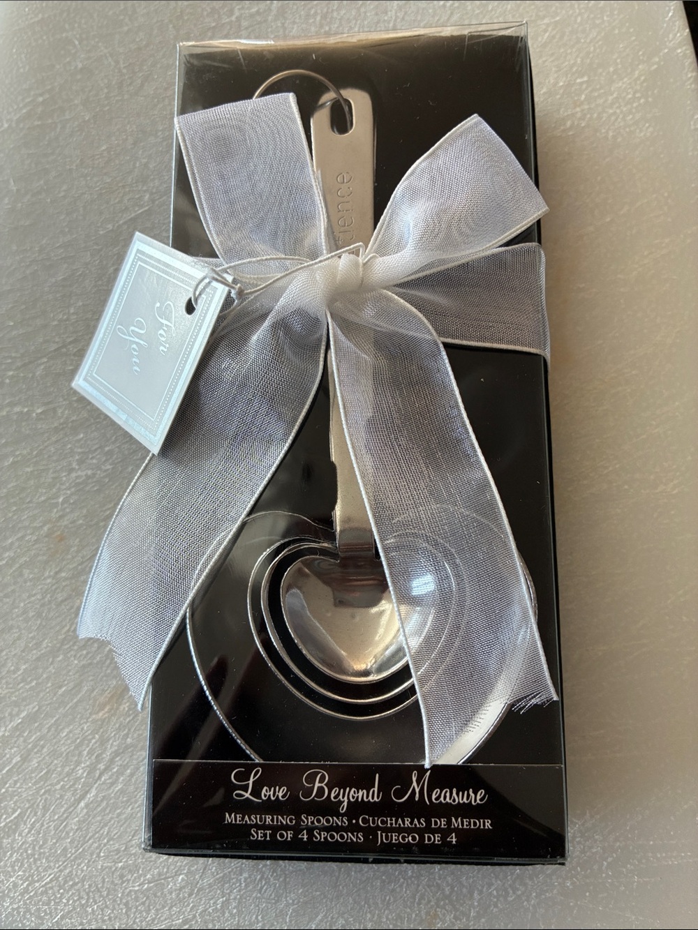 Kate Aspen Love Beyond Measure Heart Shaped Measuring Spoons- 4 - Silver - NWT